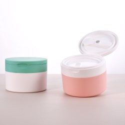 Plastic Flip Top Cosmetic Jars With Spatula 100ml